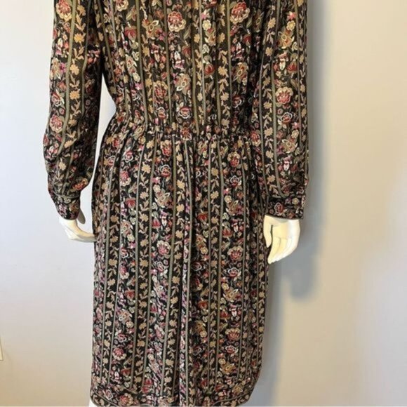 Vintage Floral Midi dress flowy long sleeves earthy tone floral medium size - Picture 4 of 9